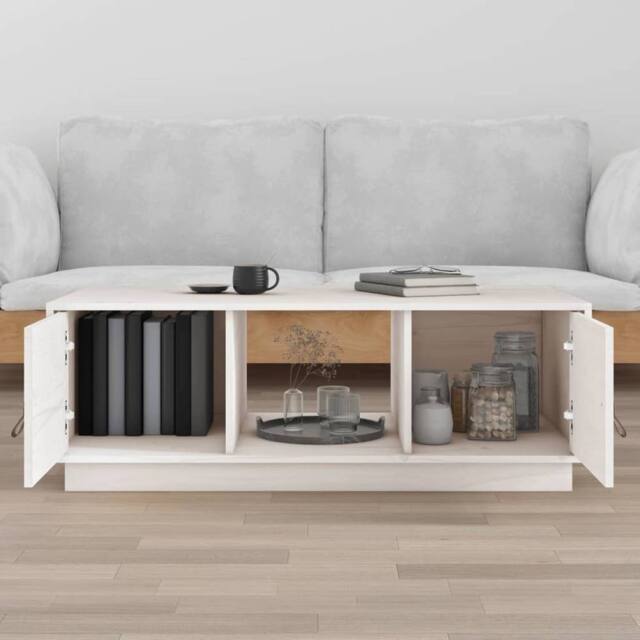 Berkfield Home Beautiful Coffee Table White 100x50x35 cm Solid Wood Pine - Size: 100 x 50 x 35 cm - image 1