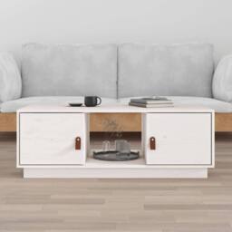 Berkfield Home Beautiful Coffee Table White 100x50x35 cm Solid Wood Pine - Size: 100 x 50 x 35 cm - thumbnail 2