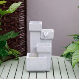 Primrose Modern Cascading Tabletop Water Feature With LED Lights in White - thumbnail 7