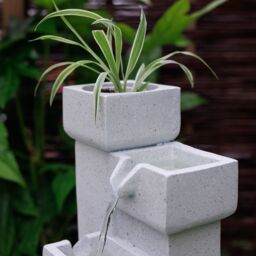Primrose Modern Cascading Tabletop Water Feature With LED Lights in White - thumbnail 3