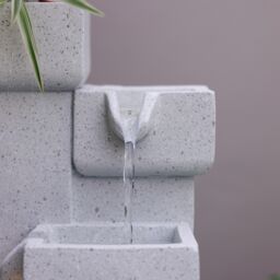 Primrose Modern Cascading Tabletop Water Feature With LED Lights in White - thumbnail 4