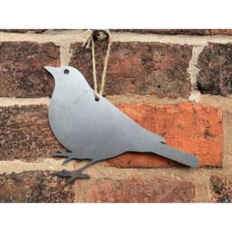 Poppyforge Hanging Blackbird Garden Art (Pack of 3) - W20 x H15 cm in Silver - thumbnail 2