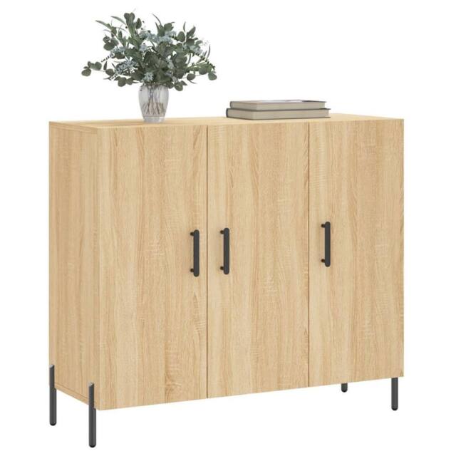 Berkfield Home Sideboard Sonoma Oak 90x34x80 cm Engineered Wood in Light Oak - Size: 90 x 34 x 80 cm - image 1