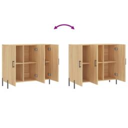 Berkfield Home Sideboard Sonoma Oak 90x34x80 cm Engineered Wood in Light Oak - Size: 90 x 34 x 80 cm - thumbnail 9