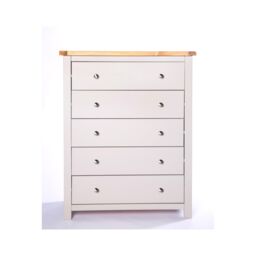Cabinet Bits Argenta 5 Drawer Chest of Drawers Chrome Knob in Light Grey - thumbnail 1