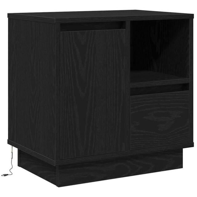 Berkfield Home Bedside Cabinet with LED Black Oak 50x34, 5x50 cm - image 1