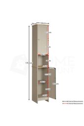 Home Discount Bath Vida Priano 2 Door Tall Cabinet Cupboard Bathroom Storage 1700 x 320 x 300 mm in Grey - thumbnail 2