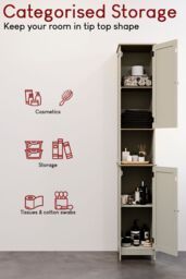 Home Discount Bath Vida Priano 2 Door Tall Cabinet Cupboard Bathroom Storage 1700 x 320 x 300 mm in Grey - thumbnail 3