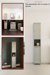 Home Discount Bath Vida Priano 2 Door Tall Cabinet Cupboard Bathroom Storage 1700 x 320 x 300 mm in Grey - thumbnail 6
