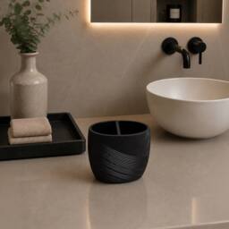 Showerdrape Ripple Black/White Bathroom Accessory Set- Soap Dispenser & Toothbrush in Black - thumbnail 8