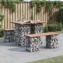 Berkfield Home Garden Bench Gabion Design 100x70x72 cm Solid Wood Douglas in Brown - Size: 100 x 70 x 72 cm - thumbnail 1