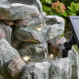 Garden Greatness Stone Effect Solar Rock Fall Water Feature in Grey - thumbnail 2