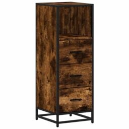 Berkfield Home Bathroom Cabinet Smoked Oak 35x37.5x100 cm Engineered Wood in Brown - thumbnail 2