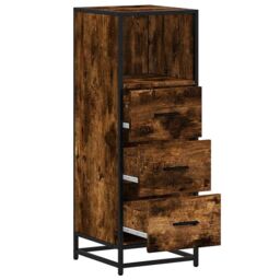 Berkfield Home Bathroom Cabinet Smoked Oak 35x37.5x100 cm Engineered Wood in Brown - thumbnail 6