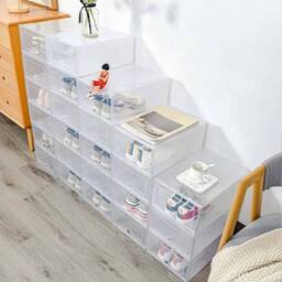 KORVIXA 6x Clear Plastic Shoe Storage Box - Size: 500mm - thumbnail 5