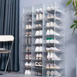 KORVIXA 6x Clear Plastic Shoe Storage Box - Size: 500mm - thumbnail 1