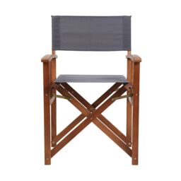 Charles Bentley Wooden Pair of Folding Directors Chairs - Cream, Grey, Teal in Grey - thumbnail 5