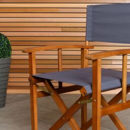 Charles Bentley Wooden Pair of Folding Directors Chairs - Cream, Grey, Teal in Grey - thumbnail 2