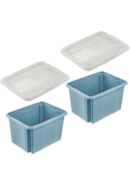 Keeeper Blue Turn Around Stacking Box 30 Litre With Lid - Set Of 2 - image 1