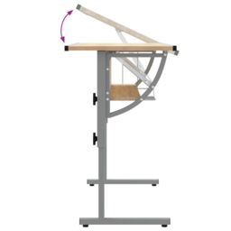 Berkfield Home Craft Desk Sonoma Oak&Grey 110x53x(58-87)cm Engineered Wood&Steel in Brown - thumbnail 4