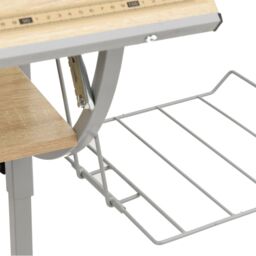 Berkfield Home Craft Desk Sonoma Oak&Grey 110x53x(58-87)cm Engineered Wood&Steel in Brown - thumbnail 6