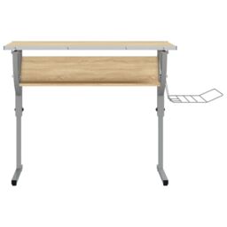 Berkfield Home Craft Desk Sonoma Oak&Grey 110x53x(58-87)cm Engineered Wood&Steel in Brown - thumbnail 3