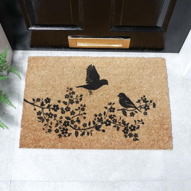 Artsy Mats Birds On A Tree Doormat (60 x 40cm) in Brown - Size: 40 cm x 60 cm - image 1