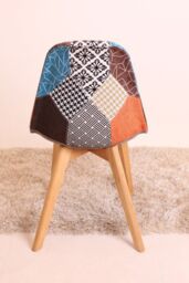 Life Interiors Set of 6 Patchwork Fabric Dining Chairs with Wooden Legs, Mid-Century Modern Accent Chair - thumbnail 4