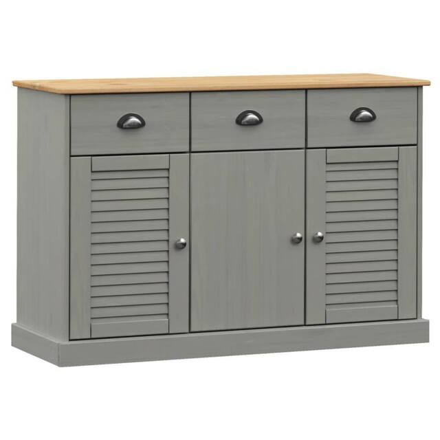 Berkfield Home Sideboard with Drawers VIGO 113x40x75 cm Grey Solid Wood Pine - Size: 113 x 40 x 75 cm - image 1