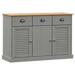 Berkfield Home Sideboard with Drawers VIGO 113x40x75 cm Grey Solid Wood Pine - Size: 113 x 40 x 75 cm