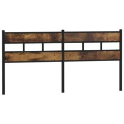 Berkfield Home Headboard Smoked Oak 180 cm Iron & Engineered Wood in Brown - thumbnail 2