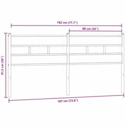 Berkfield Home Headboard Smoked Oak 180 cm Iron & Engineered Wood in Brown - thumbnail 6