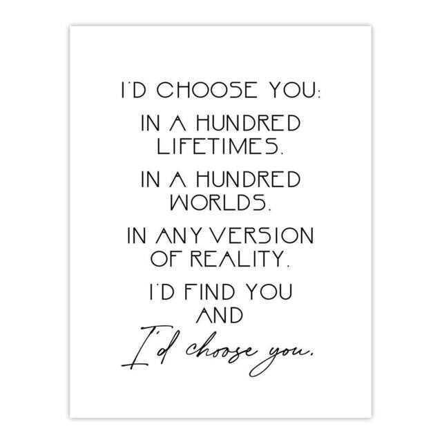 "Artery8 Would Choose You In Hundred Lifetimes Love Modern Wall Art Print in White - Size: W12"" x H16""" - image 1