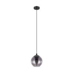 Eglo Ariscani Glass & Metal 1 Light Ceiling Pendant in Black - thumbnail 3