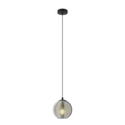 Eglo Ariscani Glass & Metal 1 Light Ceiling Pendant in Black - thumbnail 2