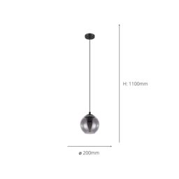 Eglo Ariscani Glass & Metal 1 Light Ceiling Pendant in Black - thumbnail 5
