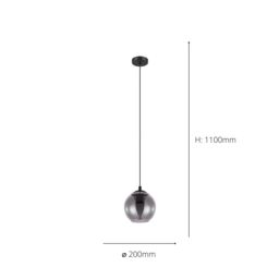 Eglo Ariscani Glass & Metal 1 Light Ceiling Pendant in Black - thumbnail 6