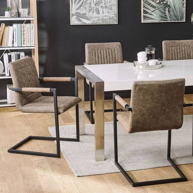 Wyld and Coco Luxor Cantilever Conference Chairs Set of 2 - Brown Faux Leather - image 1