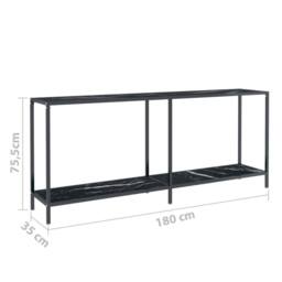 Berkfield Home Stylish Console Table Black 180x35x75.5 cm Tempered Glass - thumbnail 8