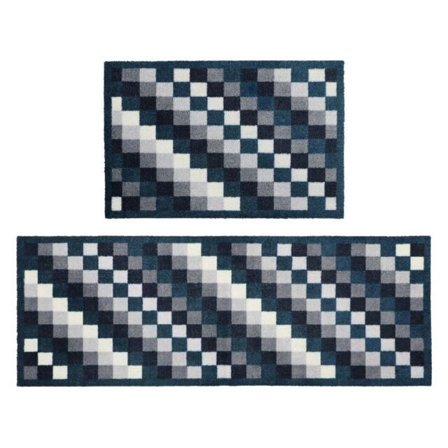 JVL 'Mega Machine Washable Doormat & Runner, Pixels in Black - Size: 57 cm x 150 cm - image 1