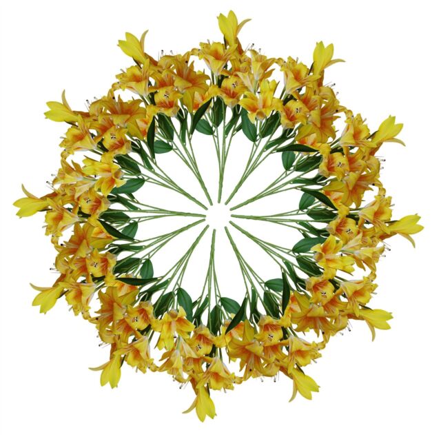 Leaf Pack 12 x 60cm Artificial Lily Stem - Yellow - 144 Flowers - Size: 12 x 60 cm - image 1