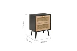 Birlea Croxley 2 Drawer Rattan Bedside in Black - thumbnail 6