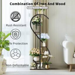 Havendro 5-Tier S-Shaped Corner Plant Stand Outdoor Planter Shelving in Black - thumbnail 4