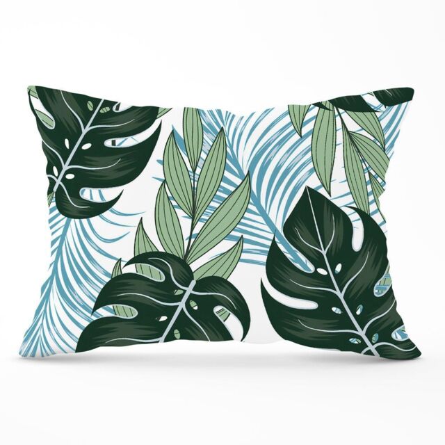 Warren Reed - Designer Tropical Pattern With Bright Plants & Flowers Cushions in Green - Size: 60 cm x 60 cm - image 1