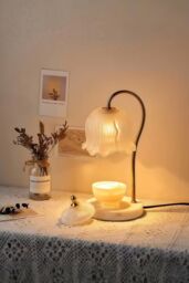 H&O Direct Flower-Shaped Glass Bedside Lamp Candle Warmer - thumbnail 2