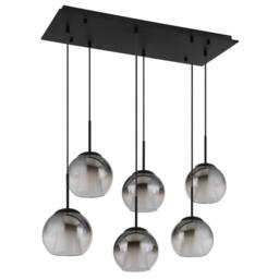 Netlighting Barry Cluster Pendant Matt Black Balls Smoke Glass Shade 6x E27 - thumbnail 2