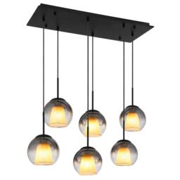 Netlighting Barry Cluster Pendant Matt Black Balls Smoke Glass Shade 6x E27 - thumbnail 1