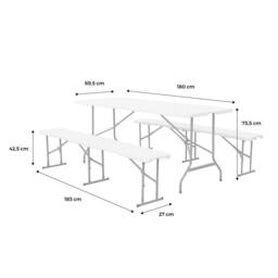 sweeek Foldable Plastic Reception Table With Bench in White - thumbnail 5