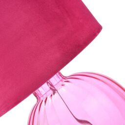 Happy Homewares Contemporary Ribbed Glass Table Lamp with Velvet Fabric Shade in Pink - thumbnail 6