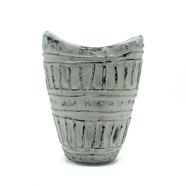 KDMD Wide Neck Shaped Vase - Cream 22cm - image 1